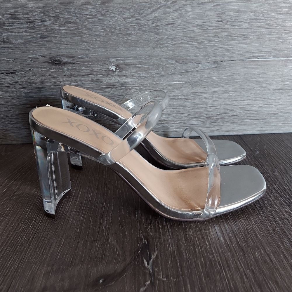 Women's XOXO Verena Dress Sandals Clear Slip On Heels Size 6